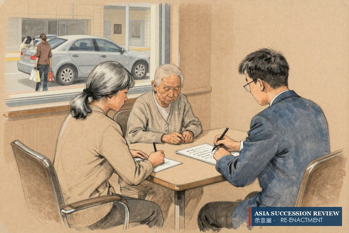 信托主任写下档案备注，车与两名佣人在外等候——她指明的生活标准。