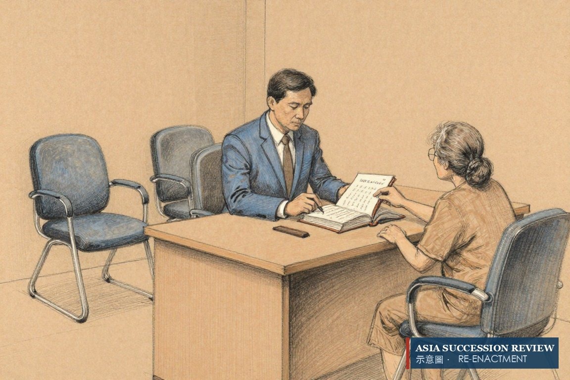 新加坡律师向老妇人逐条指出法定名单——父母不在其中。