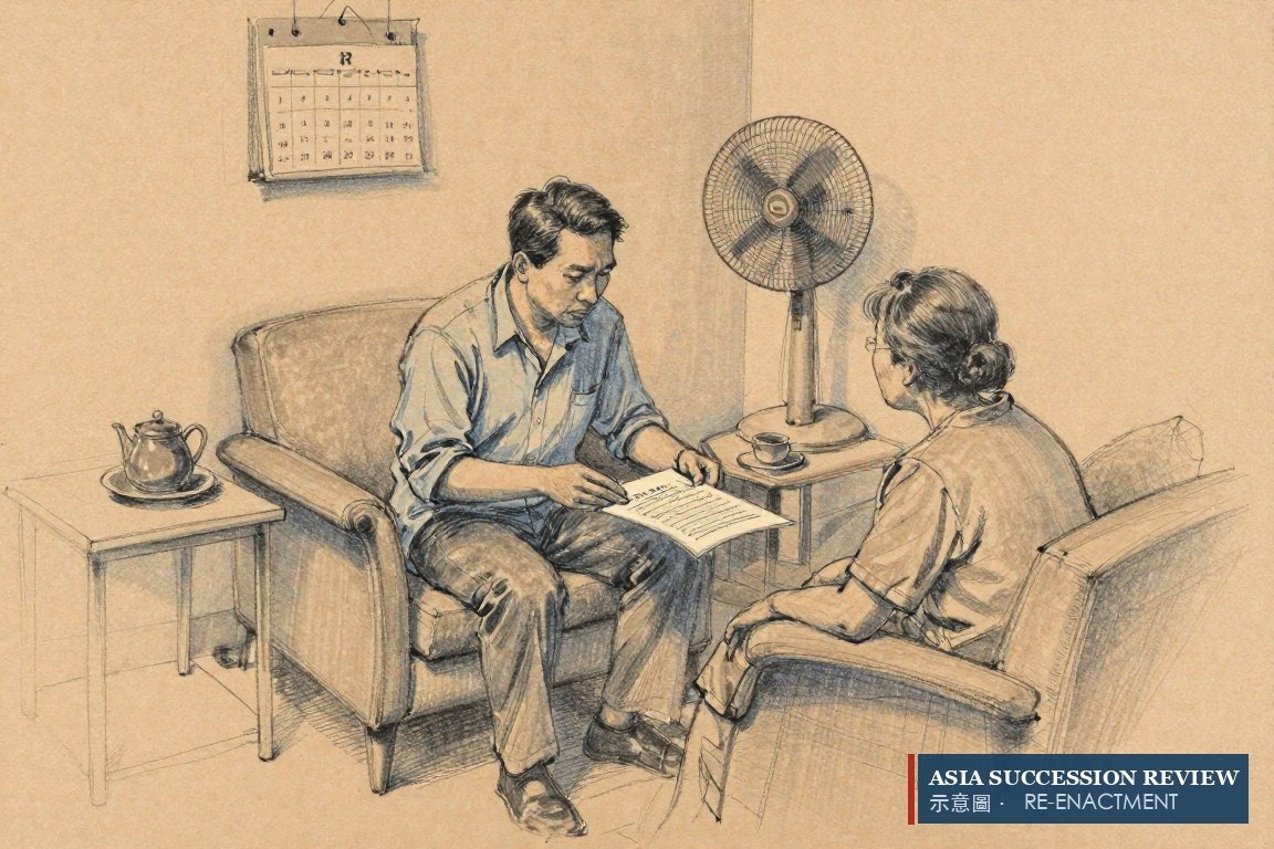 保护人向年迈受益人解释年度报表——她可以去问的那个人。