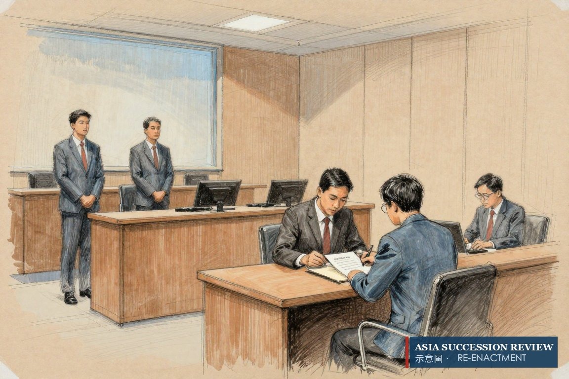 Hakim menandatangani wasiat menurut undang-undang di kamar sidang — pasal 23(1)(k) ketika waktu hampir habis.