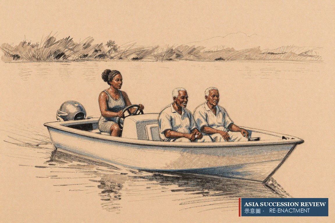 One woman at the wheel and two elderly passengers up front: a company owned half and two quarters.