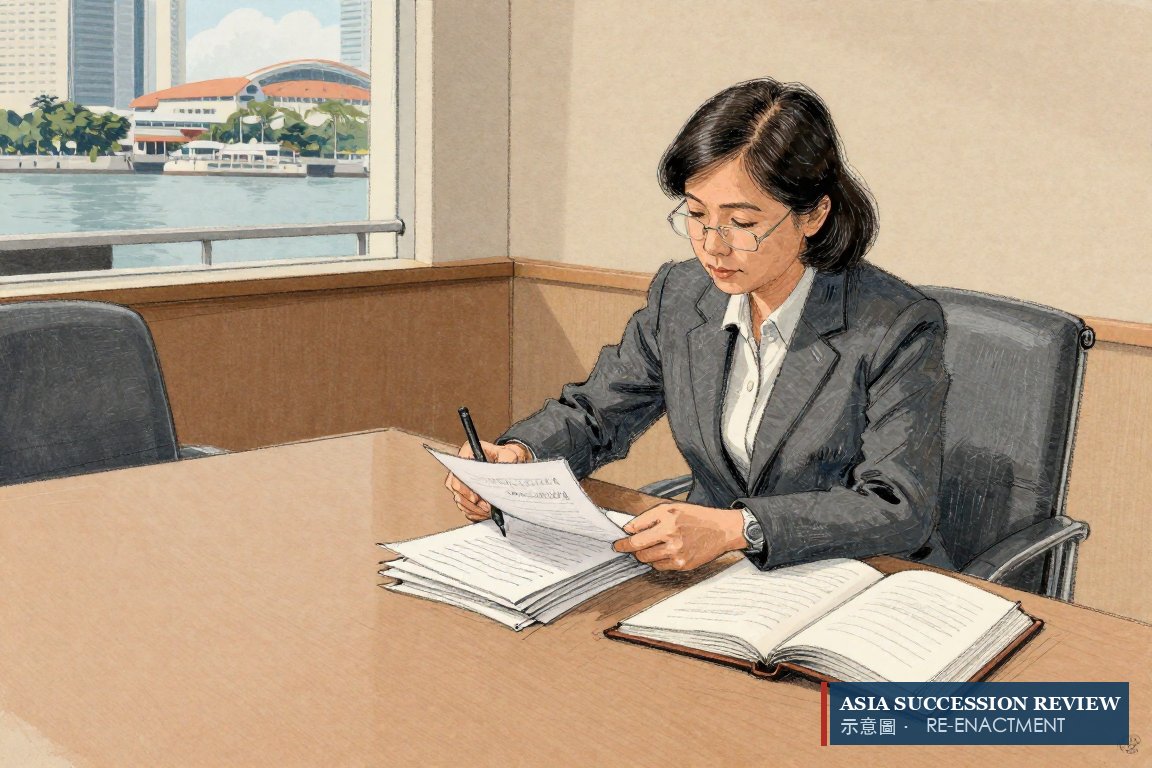 A Singapore lawyer splits a stack into a half and two quarters: rule 4 gives the same shares as California.