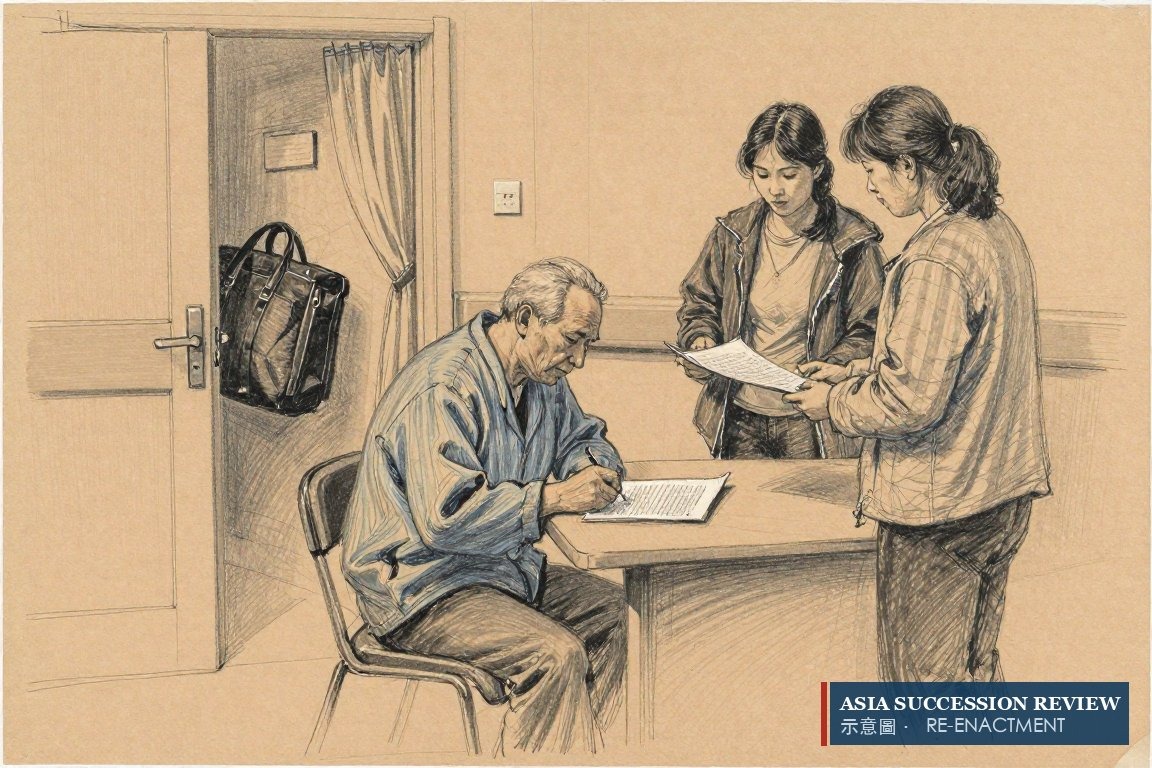 確診三天後,老人在床邊小几上簽下厚厚的遺囑——2015年遺囑。