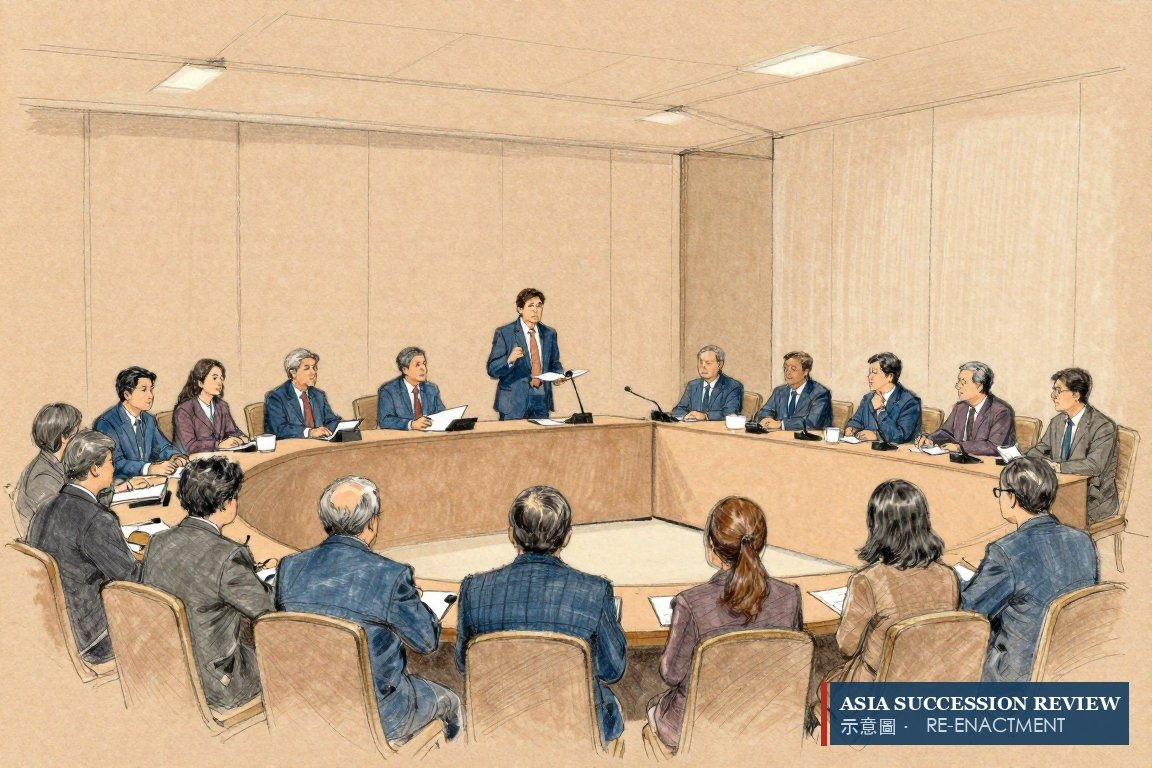受託人持投票卡站上發言臺——一名真正投得了票的登記股東。