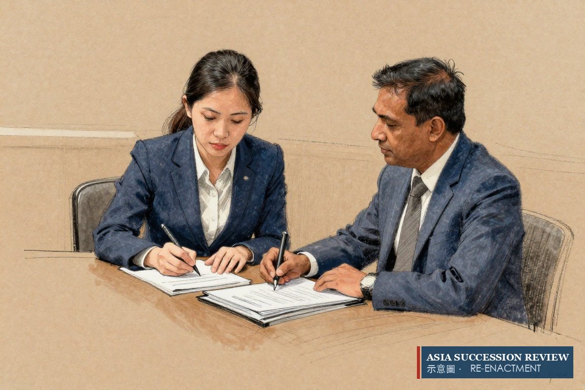 A trustee takes notes from an adviser beside one thick file and several thin: suitability and diversification are weighed.