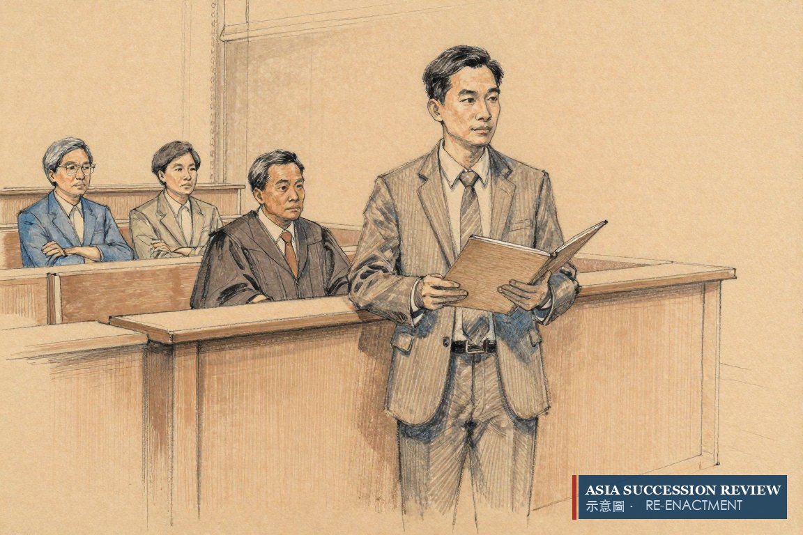 A shareholder addresses a judge while older relatives watch: a court may order his shares bought.