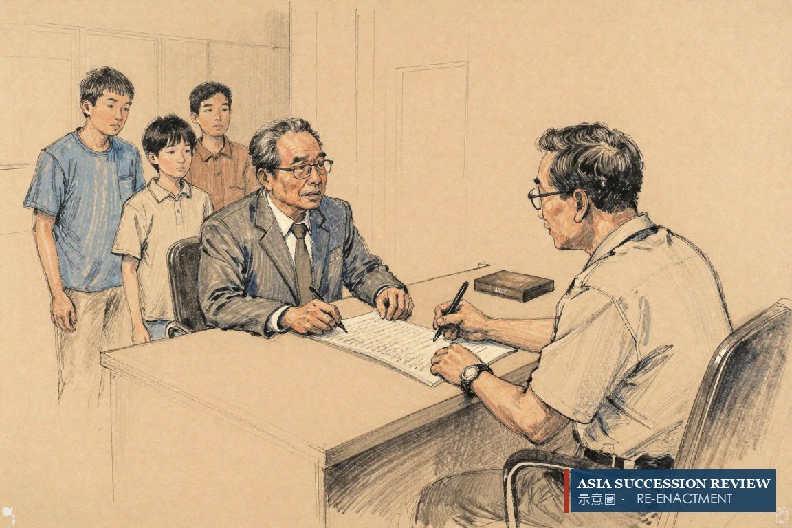 Seorang patriark menulis peran ke dalam akta sementara pria lain hanya bicara: pendiri yang menulis versus yang meninggalkan arahan.