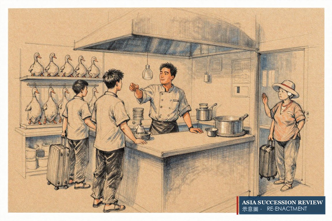 A son runs a central kitchen as his white-haired mother leaves with a suitcase: the handover, NT$12 million a month.
