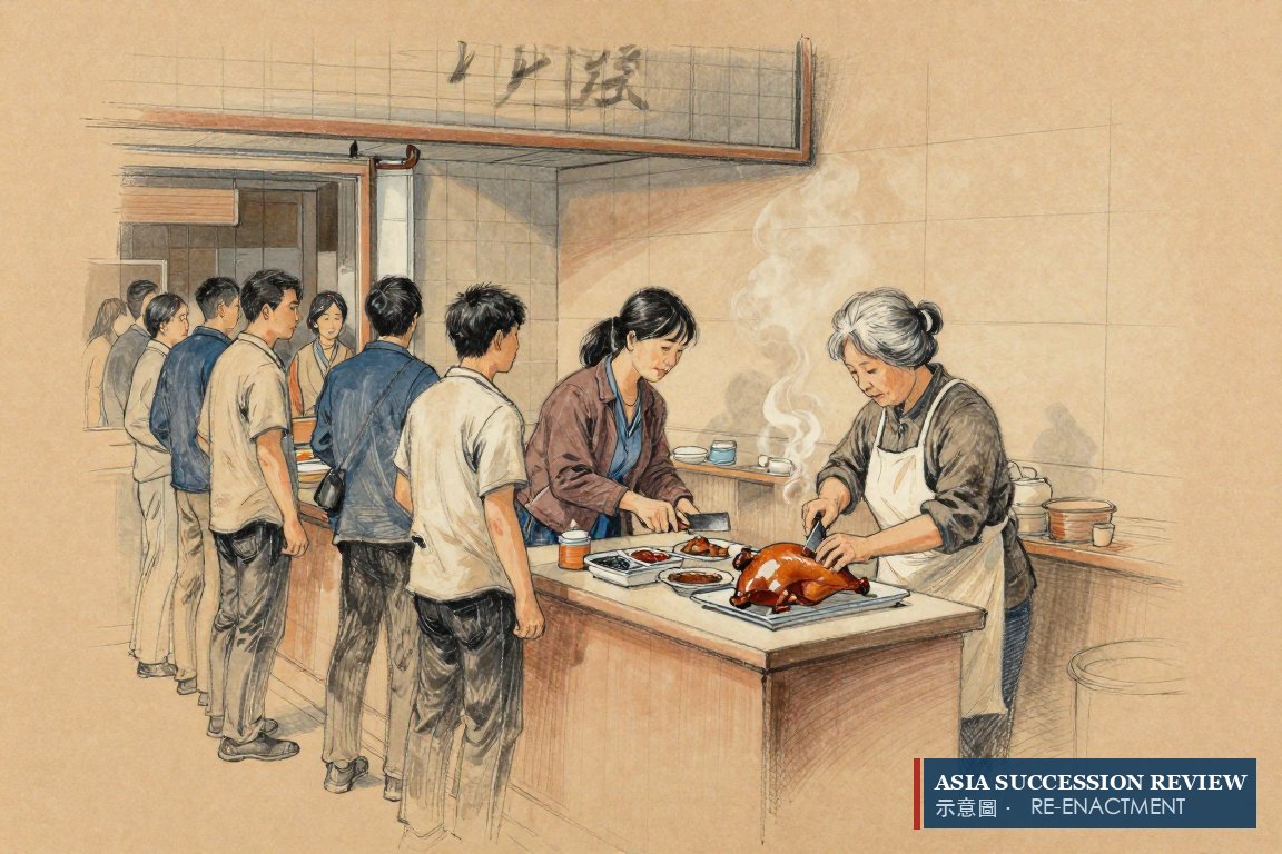 The founder slices duck at a new corner counter with her daughter serving a queue: 1+1 燒臘 opens in July 2025.