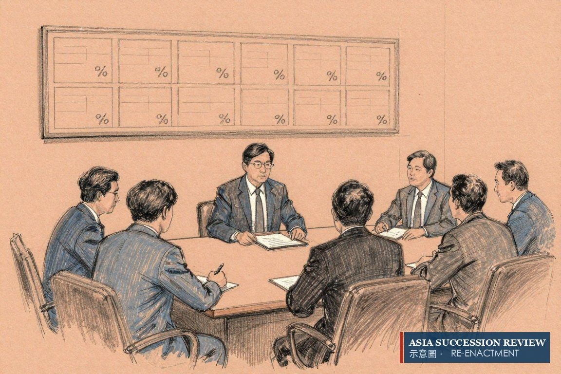 A licensed trustee and an independent director; fixed percentages replace a sibling's discretion.