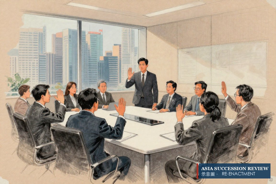 Para direktur Singapura memilih seorang pria muda menjadi ketua rapat.