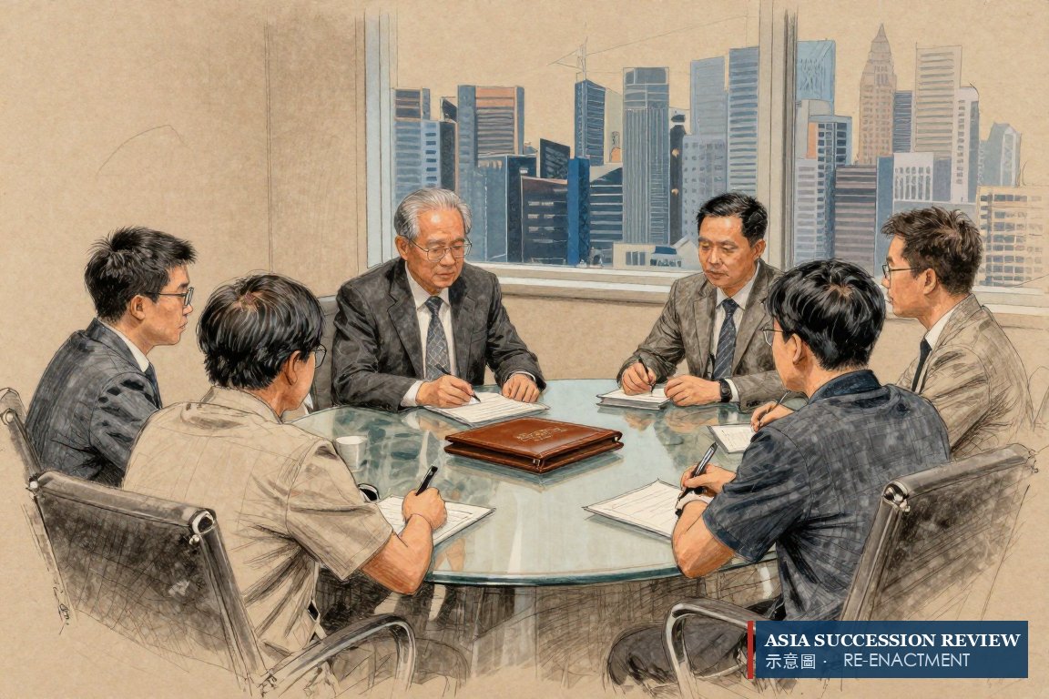 A Chinese family around a closed charter on a boardroom table: is this document law, or a letter?