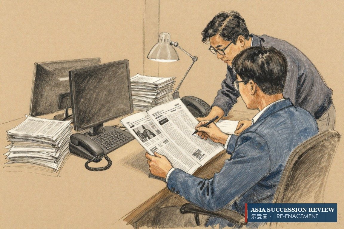 A journalist compares two printed sheets — the trade press counts 10 policies where the insurer says 25.