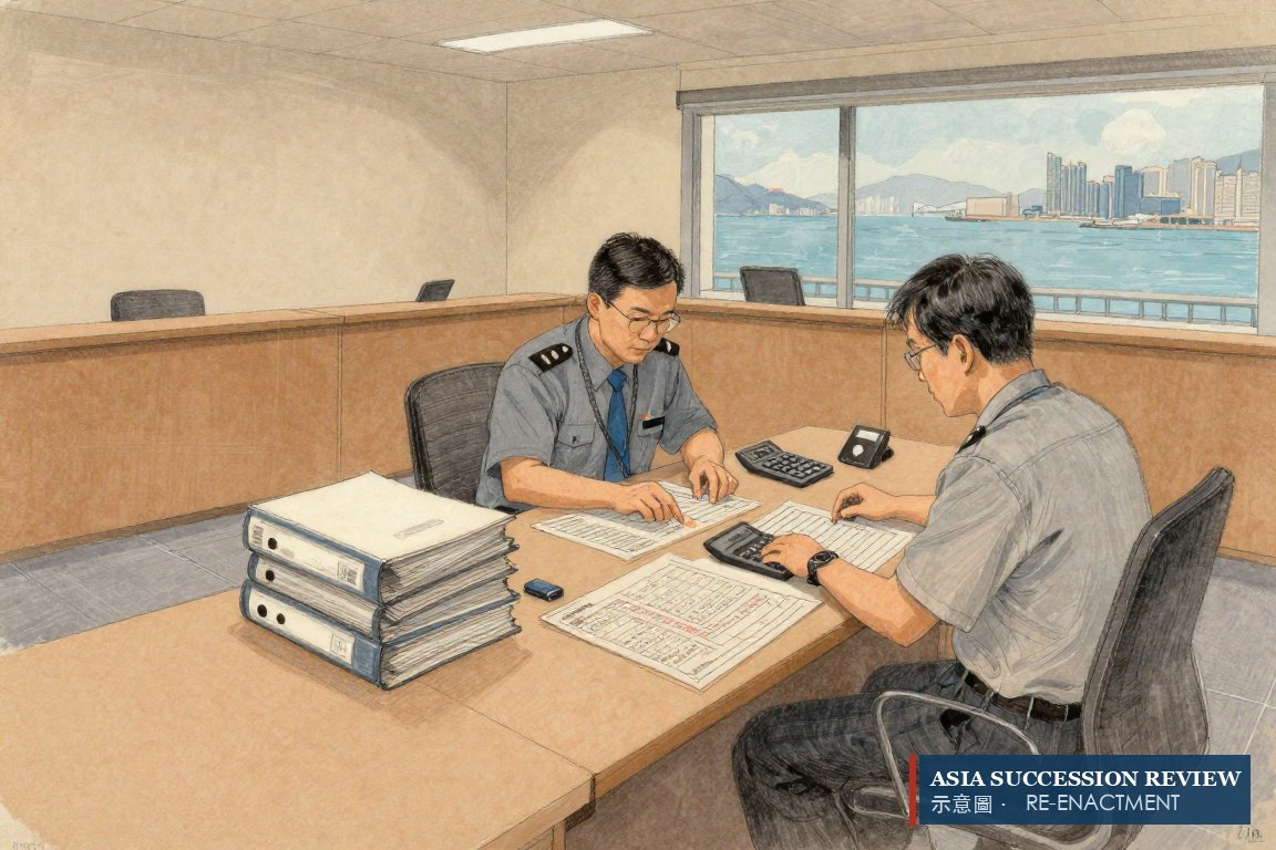 Officials trace a steep line on a wall chart — Hong Kong long-term premiums up 50.6 per cent in 2025.