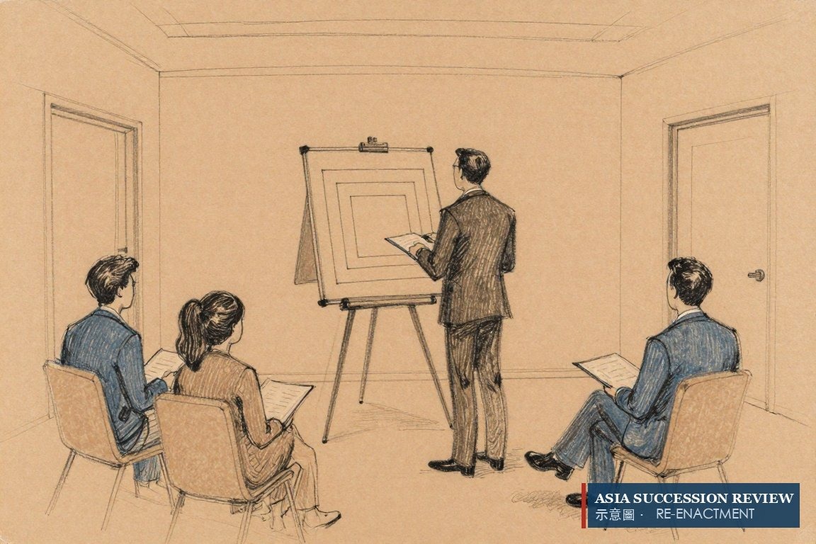 A family and a lender face the same easel from opposite sides — leverage or trust nomination, chosen at purchase.