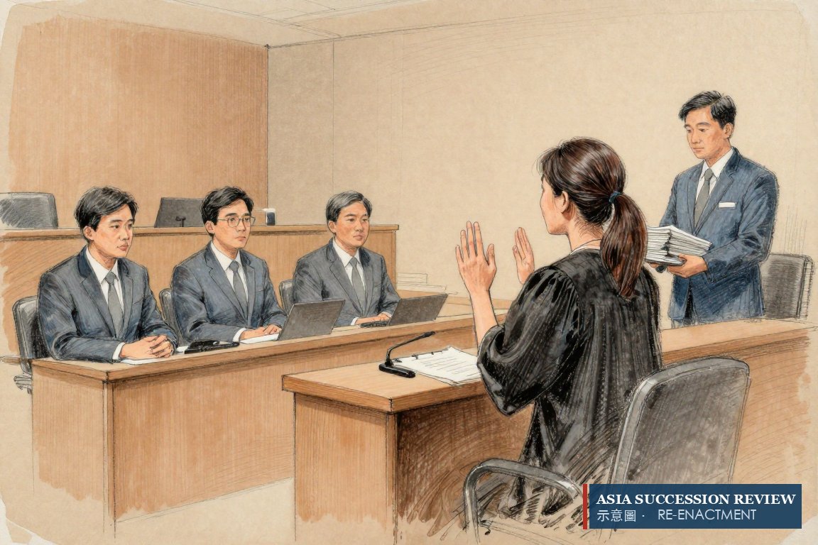 律師在法官席前豎起三根手指，賬目被搬進法庭：三個條文回答了訴狀。