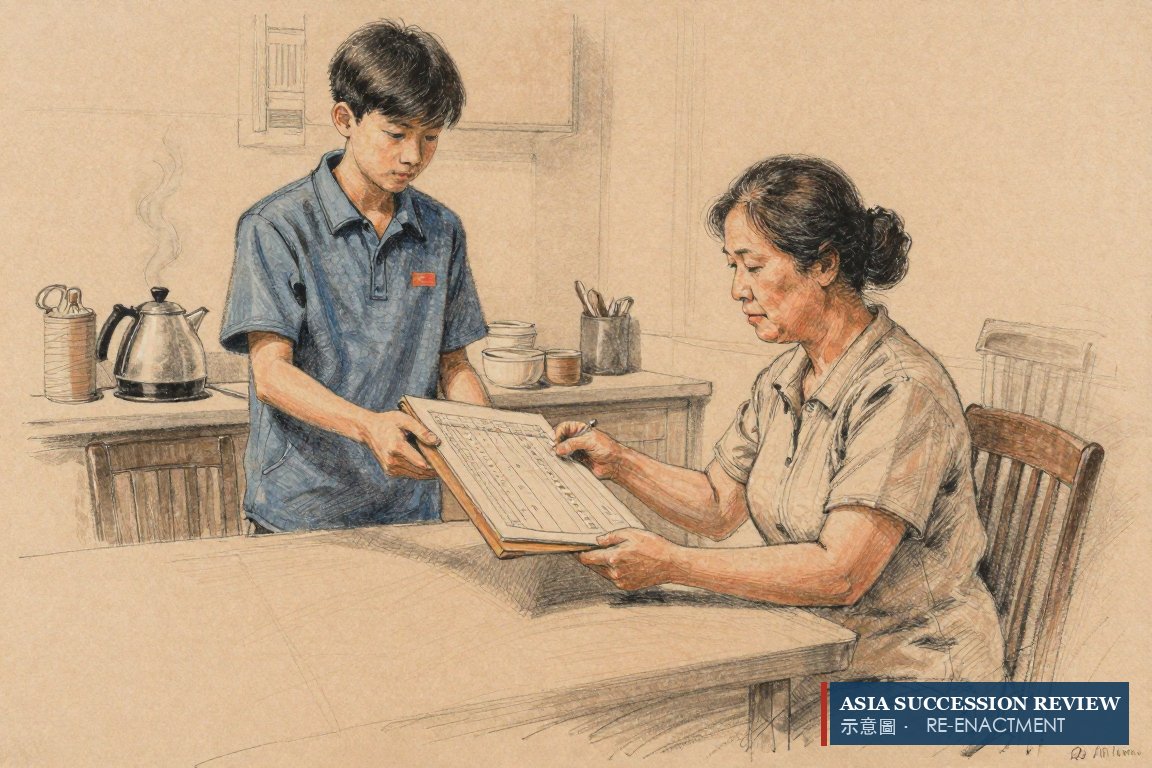 遺孀在廚房桌上翻開一本整齊列表的裝訂冊：數字帶著它的演算法到來。