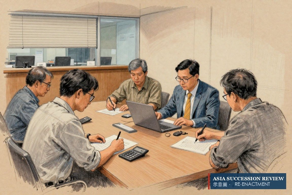 ผู้ประเมินอ่านสูตรคำนวณขณะทายาทสามคนลงนามสละสิทธิเป็นการส่วนตัว — ทางออกด้วยกลไก ไม่ใช่ด้วยการเปิดโปง