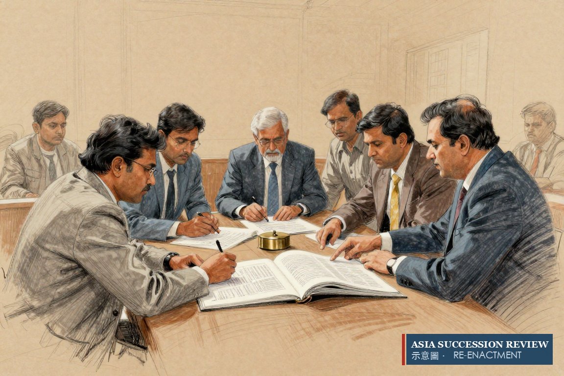 Six directors point at one clause from opposite sides: the same Article read two ways, four votes to one.