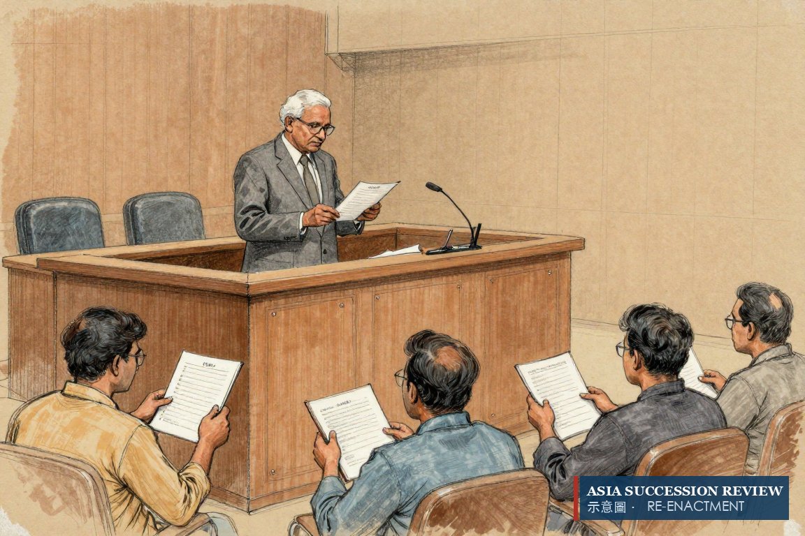 An elderly trustee reads a statement to journalists: Tata Trusts call the re-appointment a legal nullity within hours.