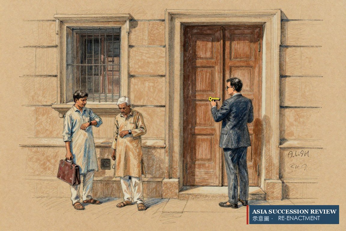A locked door and two trustees waiting on the steps: the AGM of 18 August 2026 adjourned for want of a quorum.