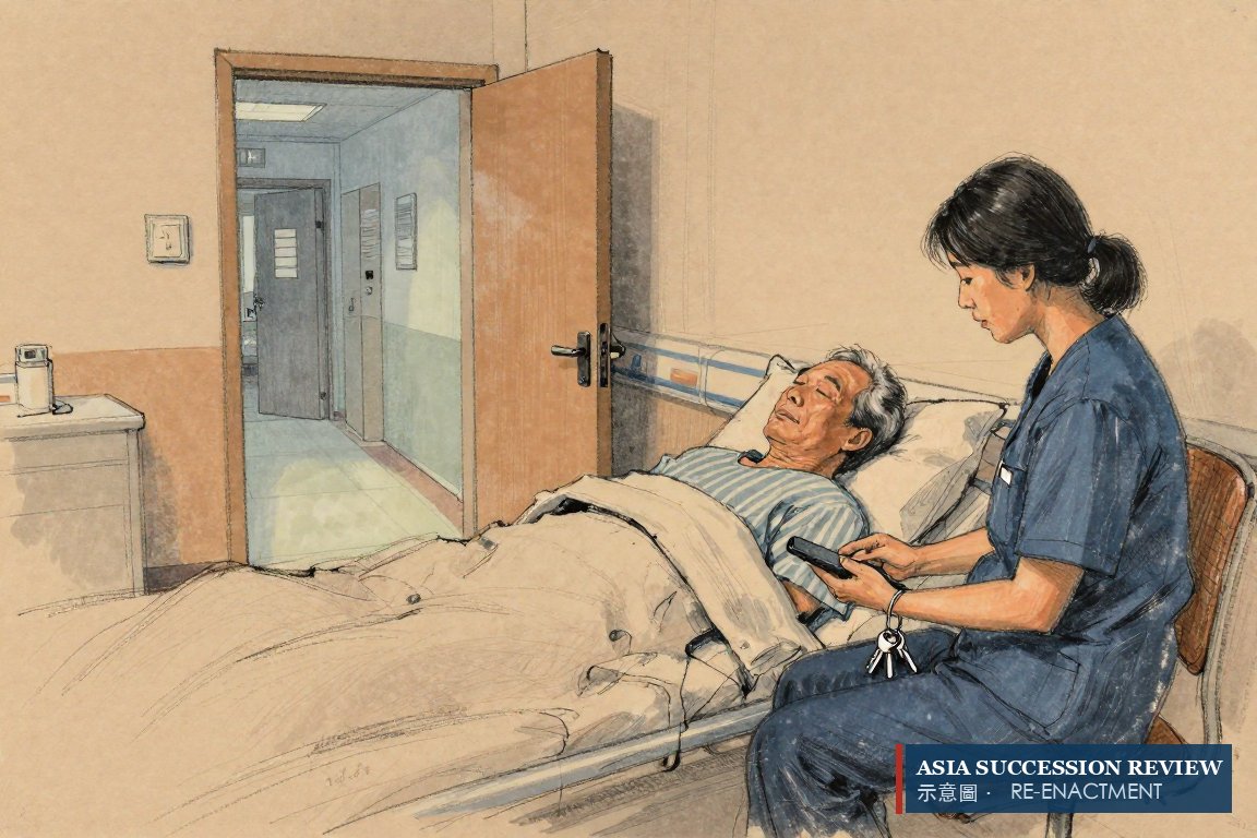 助理守在熟睡的病人旁，手里是钥匙和手机：遗嘱管不到的那几个月。