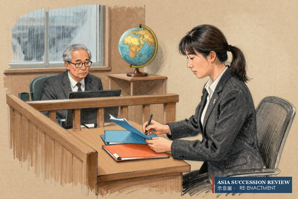 律师把三个不同颜色的文件夹放在老客户面前：一国一份遗嘱，再加意定监护。
